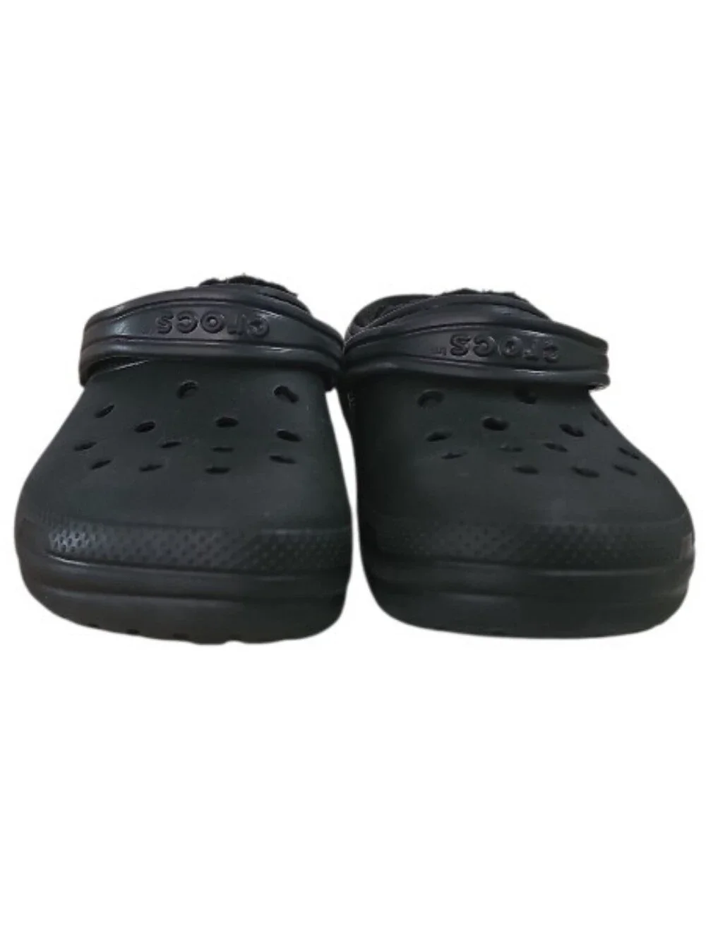 Crocs Classic Fuzz Lined Clogs Youth J4 Black Winter Slip On Shoes Cozy Kids